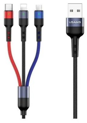Produktbild von USAMS 3-in-1-Kabel 0,35 m Schnellladung Geflochten 2A