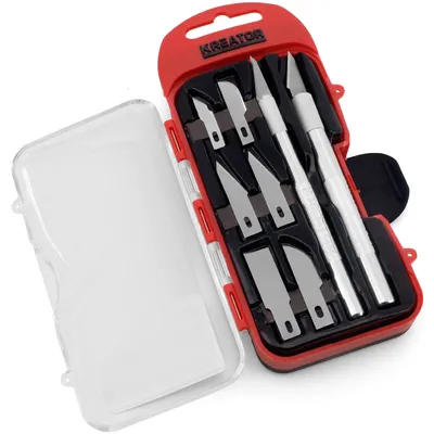 Produktbild von Schnitzmesser Set 10 teilig + Aufbewahrungsbox - Modelliermesser Messer Kreator