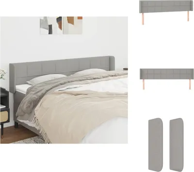 Produktbild von vidaXL Kopfteil mit Ohren Hellgrau 183x16x78/88 cm Stoff -  Kopf- & Fußenden