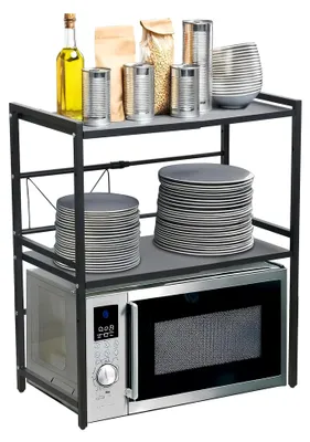 Produktbild von Küchenregal: Ausziehbares Mikrowellenregal, 40-64 cm, 3-stufig höhenverstellbar