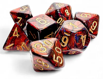 Image de Jeu de 7 dés Chessex Scarab Blue Blood/gold Mega-Hedral
