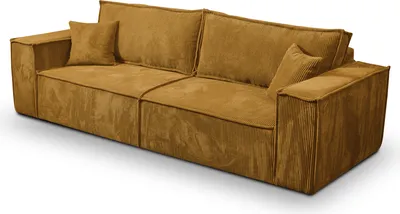A studio shot of a large, modern sofa.