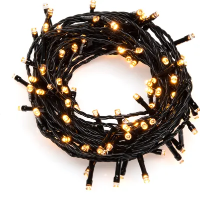 Produktbild von Konstsmide - Micro LED Lichterkette, 600 bernsteinfarbene Dioden, 24V Außentrafo, schwarzes Kabel; 3646-800