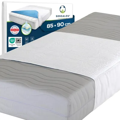 Productafbeelding van Matrasbeschermer onderlegger waterdicht - 85 x 90 cm - Met vleugels van 44 cm - Wit