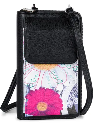 Produktbild von styleBREAKER Damen Mini Umhängetasche Geldbörse mit Ethno Blumen Blüten Muster, Handy Fach, RFID Schutz, Crossbody Bag 02012378
