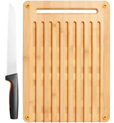 FISKARS Brotmesser-Set Functional Form mit Bambus-Schneidebrett