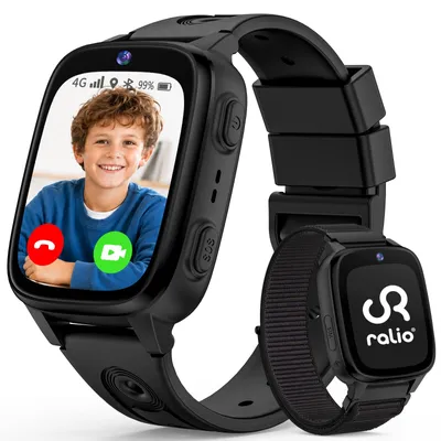 Produktbild von Ralio R5 Go 4G Smartwatch Kinder mit SIM-Karte, Videoanrufe & SOS-Taste, GPS-Tracker für Kinder, Schulmodus, Geschenke für Jungen und Mädchen, Schwarz