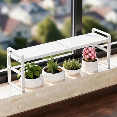 Image de Organisateur de rangement pour étagère de cuisine, blanc, extensible de 35 à 60 cm, 1 pièce