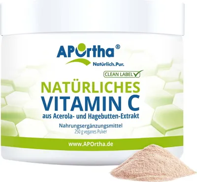 Produktbild von natürliches Vitamin C - 250 g Pulver aus reinem Hagebutten- und Acerola-Extrakt
