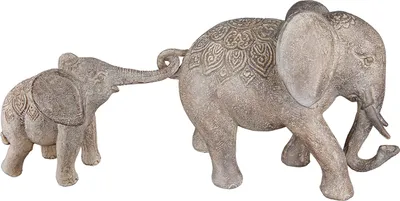 Produktbild von Gilde 2tlg. Set, Figur, Elefant, "Mweya", Kunstharz, braun, VE 2, L. 10 cm, B. 36.5 cm, H. 15.5 cm 52953 4063387529539