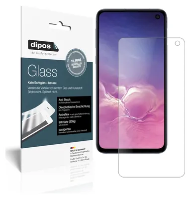 A product package for a screen protector is shown next to a smartphone with the screen protector applied.