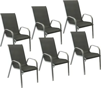 Produktbild von 6erSet 6 Stühlen MARBELLA aus grauem Textilene - graues Aluminium