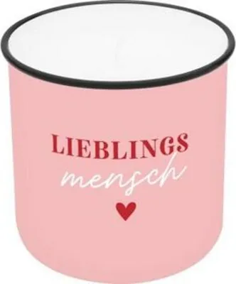Produktbild von Lieblingskerze in Emailleoptik Motiv "Lieblingsmensch"