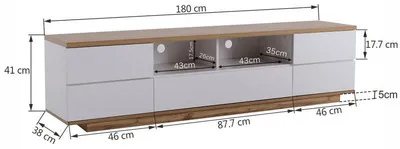 Immagine prodotto di Mobile TV - 180 cm - Bianco con struttura in legno - Design moderno - Mobile contenitore in MDF