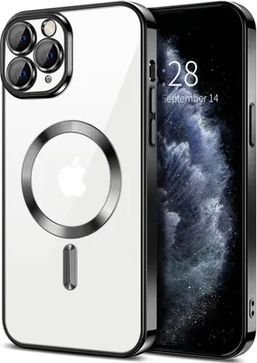 Produktbild von Magnetische Klar Hülle für iPhone 11 Pro, Kompatibel mit MagSafe, Elektroplattiert Handyhülle mit Kameraschutz Schwarz