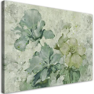 Immagine prodotto di Quadro su tela Fiori verdi Acquerello 120x80 Feeby Quadro verde per la parete pronto per essere appeso