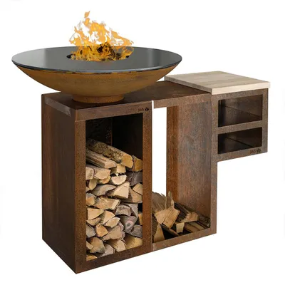 Produktbild von Plancha-Set PIO 80 Premium 1 - mit Holzlager und Ablage