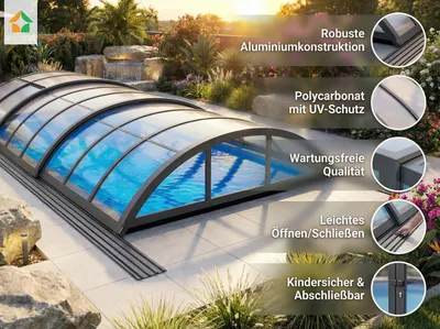Zdjęcie produktu dla Zadaszenie basenowe „Adèle” z aluminium, ok. 12,50 x 6,81 x 1,65 m