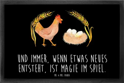 Produktbild von Mr. & Mrs. Panda Fußabstreifer Huhn Stolz 60 x 90 cm - Schwarz - Geschenk, Bauernhof, Eier, Fussmatte, Schmutzfangmatte, Hahn, Spruch, Schmutzfänger, Schmutzmatte, Hof
