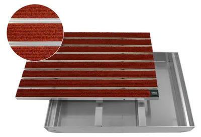 Produktbild von Emco Eingangsmatte DIPLOMAT + Bodenwanne 75mm Aluminium, Large Rips Rot,Größe:75x50cm