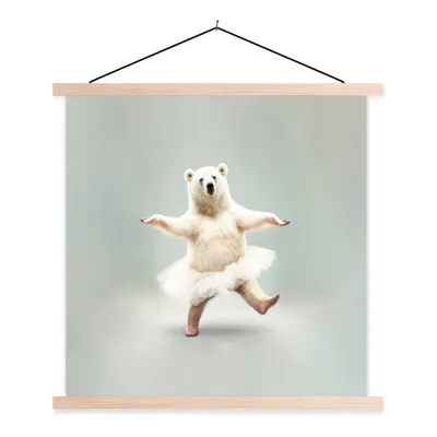 Produktbild von MuchoWow® Textilposter Eisbär - Tutu - Weiß - Porträt - Tiere - Kinder 60x60 cm mit holzfarbenen Rahmen - Wanddekoration