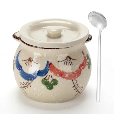 Imagen del producto de Azucarera de cerámica con tapa y cuchara