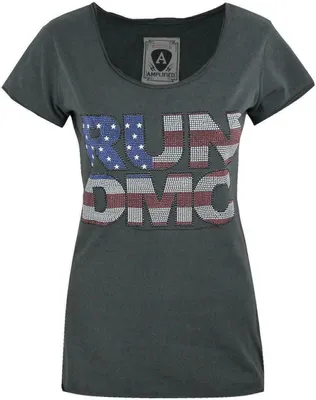 Produktbild von Amplified Damen Run DMC T-Shirt mit USA-Strassstein-Design NS4563 (S) (Anthrazit)