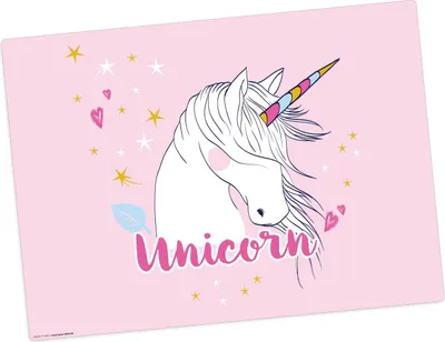 Produktbild von Tischset | Platzset abwaschbar für Kinder – Unicorn in rosa (Einhorn) – 44 x 32 cm – premium Vinyl – Germany – Mädchen