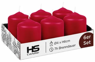 Immagine prodotto di Candele a colonna Ø4cm x 6cm rosso rubino confezione da 6