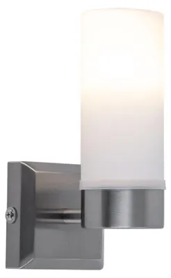 Produktbild von Wandleuchte, IP44, Glas opal, nickel-matt, H 18,5 cm