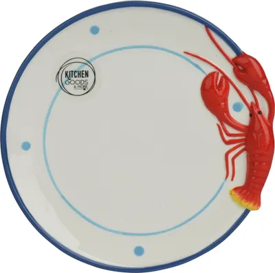 Produktbild von Teller Keramik 16x2cm mit Hummer Motiv Weiß Rot Blau