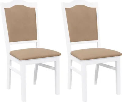 Produktbild von vidaXL Esszimmerstühle mit Kissen 2 Stk. Weiß Massivholz Gummibaum