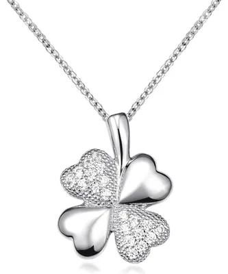 Produktbild von Materia Kleeblatt Anhänger Damen Silber 925 - Talisman Glücksbringer mit Kette und Zirkonia weiß rhodiniert in Etui
