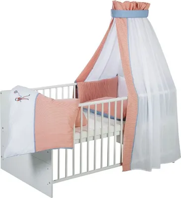 Immagine prodotto di Set biancheria da letto per neonati Schardt, 4 pezzi con paracolpi, trapunta, baldacchino e cuscino # 002