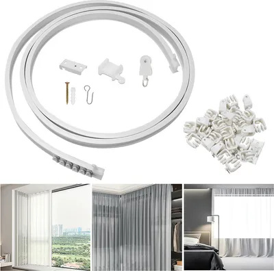 Image de Jopassy Rail de rideau flexible pliable Rail de rideau,Connecteur de rail de rideau pour rail de rideau avec roulement intérieur,3m