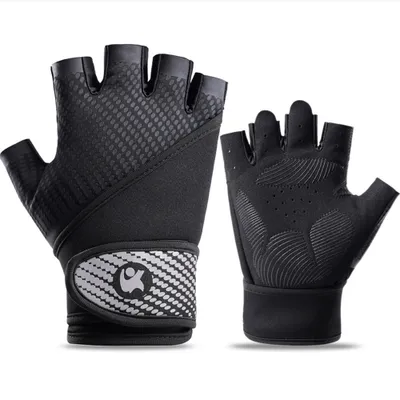 Produktbild von Fitnesshandschuhe, Fahrradhandschuhe, Vollhandflächenschutz, Sportschutzhandschuhe, Sportausrüstung, Schwarz + Grau, Größe L