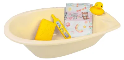 Produktbild von Puppen Badewanne mit Zubehör beige 41x23x13 cm Heless