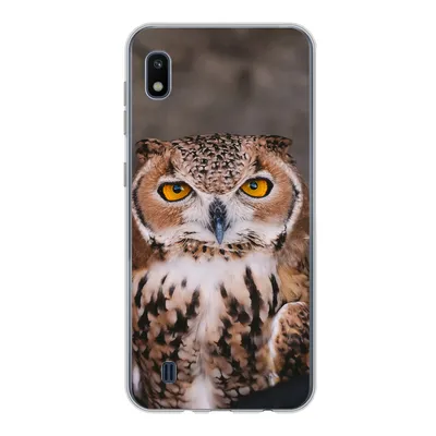 Produktbild von MuchoWow® Handyhülle Schutzhülle Hülle für Samsung Galaxy A10 Braune Eule schaut direkt in die Kamera Silikon Softcase Handy Hülle - Schutzhülle
