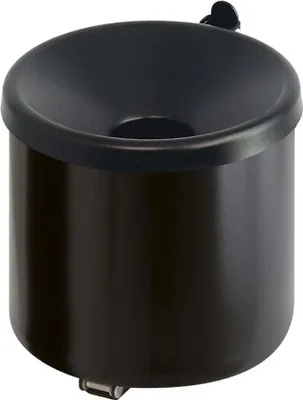 Produktbild von Runder Sicherheits-Wandaschenbecher mit Kippvorrichtung | 2 Liter, HxØ 16x16cm | Metall | Schwarz mit schwarzem Deckel