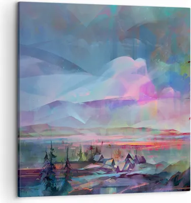Produktbild von Bild auf Leinwand - Leinwandbild - Berge Baum Wasser - 50x50cm - Wand Bild - Wanddeko - Wandbilder - Leinwanddruck - Bilder - Kunstdruck - Wanddekoration - Leinwand bilder - Wandkunst - AC50x50-3919