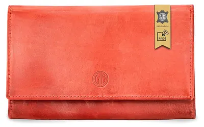 Produktbild von LINDENMANN Geldbeutel Damen Portemonnaie Vollrindleder rot