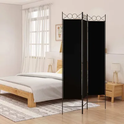 Obrázek produktu pro vidaXL 3 dílný paraván černý 120x200 cm látka - rozdělovač místností - paraván - rozdělovač místností - dělící stěna