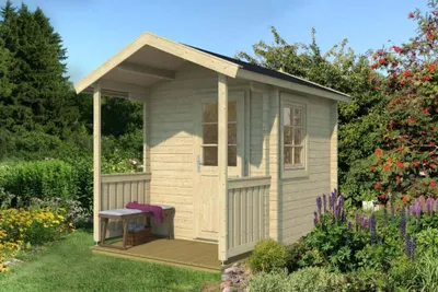 Produktbild von FinnTherm Saunahaus Niklas Gartensauna 2 Sitzbänke aus Holz, Sauna mit 40 mm Wandstärke Außensauna