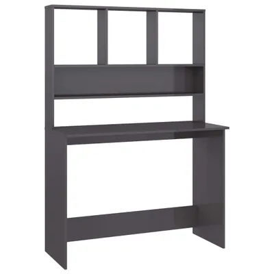 Image de Bureau avec étagères Gris brillant 110 x 45 x 157 cm Aggloméré