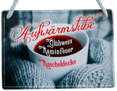 Produktbild von Schönes Hängeschild Aufwärmstube Blechschild Kaffee
