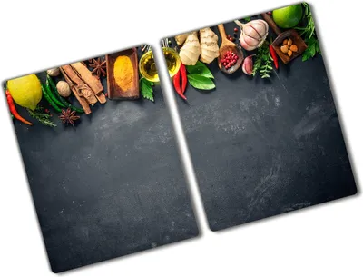 Produktbild von Tulup Glas Herdabdeckplatte - 2x40x52 cm - Glaskeramikkochfeld-Abdeckung Spritzschutz Glasabdeckplatte Kochplattenabdeckung und Schneidebrett - Zweiteilig - Essen & Getränke - Kräuter und Gewürze - Mehrfarbig