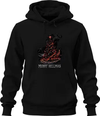 Zdjęcie produktu dla Merry Hellmas Burning Christmas Tree Horror Gothic Gift Uni Bluza z kapturem, Czarny, M