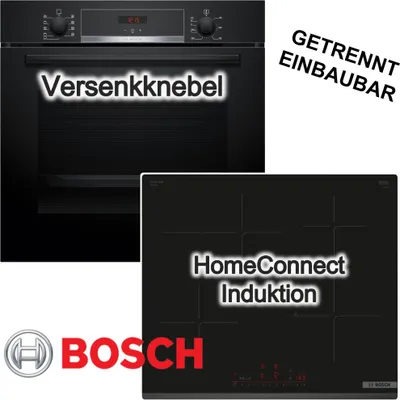 Produktbild von BOSCH Herdset LED Display Hydrolyse + Induktionskochfeld PowerBoost Restwärmeanzeige