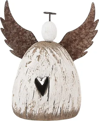 Immagine prodotto di Clayre & Eef Figura decorativa Angelo 13x5x14 cm Legno bianco marrone
