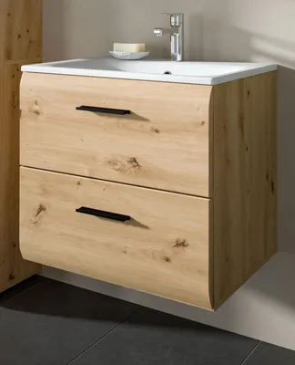 Produktbild von Waschbeckenunterschrank MIT Waschbecken "Cover" in Artisan Eiche Waschtisch hängend 60 cm